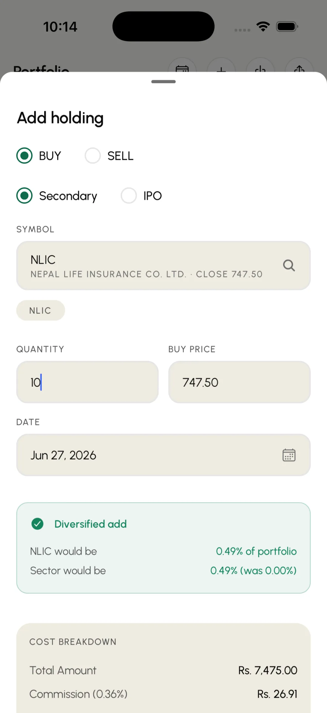 Check the buy price