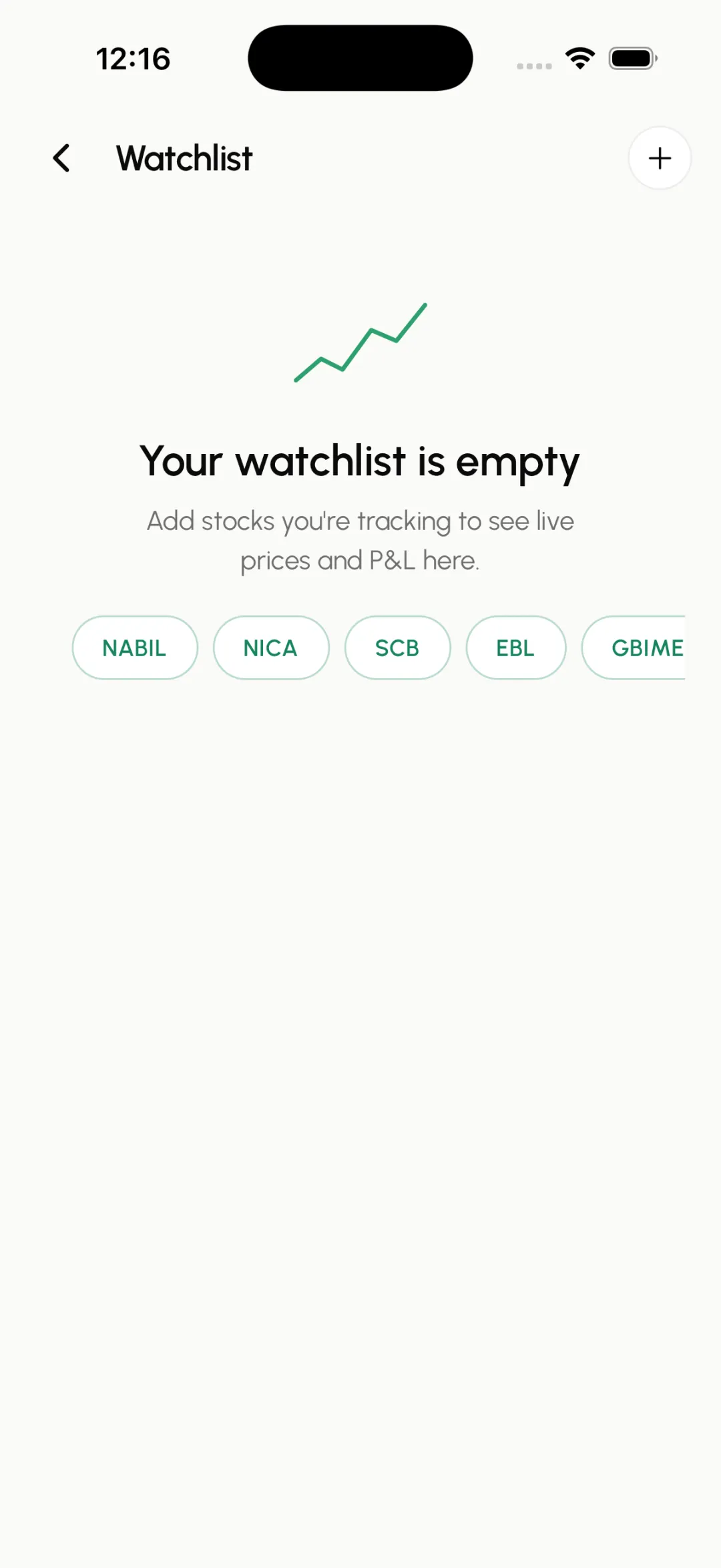 Tap the + to add